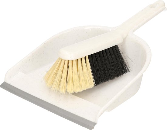 Stoffer en blik set wit kunststof - Huishoud/schoonmaakproducten - Huishouding - Schoonmaken - Bezem/veger