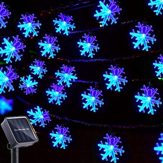 BOTC Tuinverlichting op Zonne-Energie - Lichtsnoer Buiten - Solar Tuinverlichting -Waterproof - 30 LED * 6M - Blauw