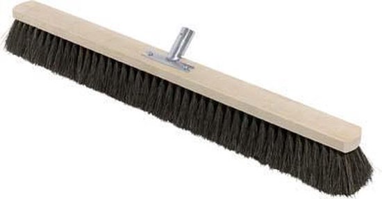 Straatveger 60 cm - Bezem - Harde Natuurlijke Haren - Met Steelhouder Metaal