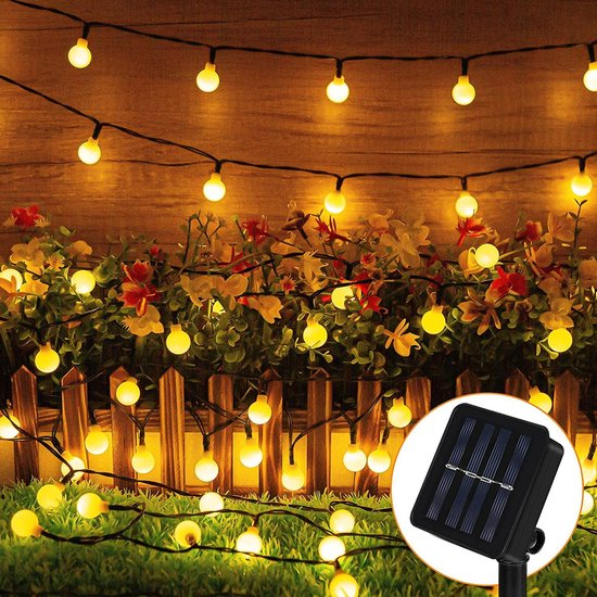 Fancylifestyle®? Lichtsnoer Buiten - Zonne Energie - Cotton Ball Lights - Lichtslinger 10 Meter, 100 LED Lichtjes – Sfeerverlichting – Tuinverlichting