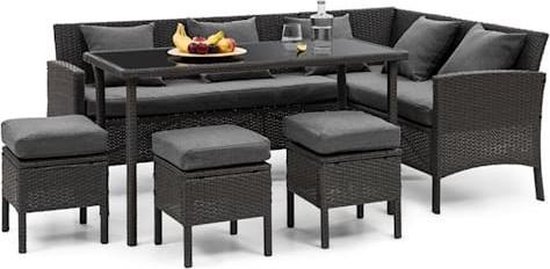 Blumfeldt Titania Dining Lounge Set - tuinmeubilair - Tuinset/ Loungebank -  Tuinstoel - kussen -   Poly Rotan Tuinmeubelen - tot 7 zitplaatsen