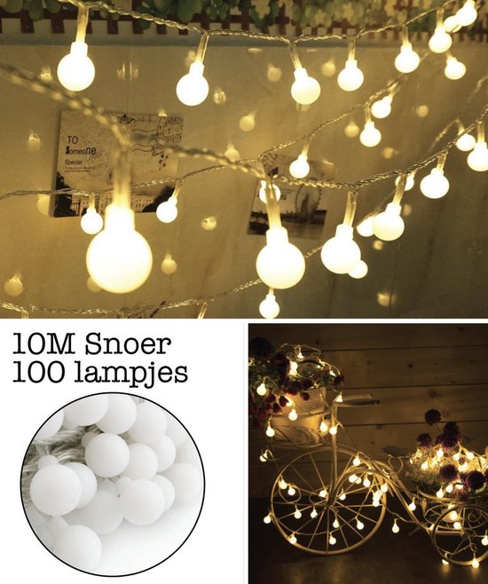 VoordeelShop 10 meter Lichtsnoer met 100 Lampjes en 8 verschillende lichtstanden - Voor binnen en buiten - Lichtsnoer buiten - Kamer decoratie - Sfeerverlichting - Tuinverlichting - Lamp - Kamer decoratie tieners