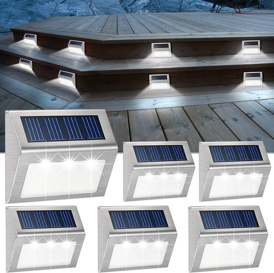 2 Stuks - Solar Led Zonne-Energie - Wandlamp - Buitenlamp - Tuinverlichting - RVS