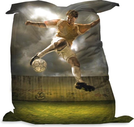 PillowMonkey - Zitzak Volwassenen - een voetballer die tegen de bal schopt - 135x175 cm - Binnen en Buiten