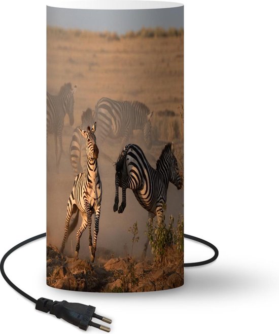 Lamp Schoppende zebra - 33 cm hoog - Ø16 cm - Inclusief LED lamp