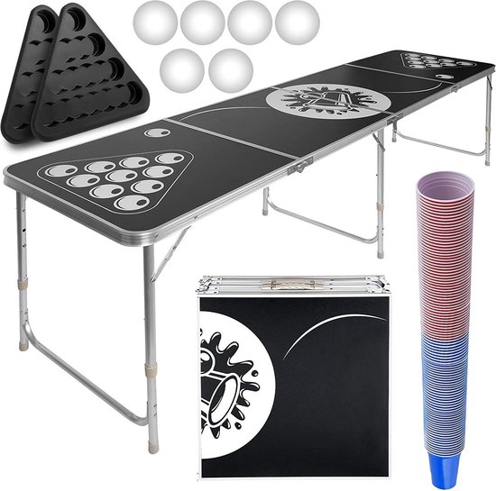 Beerpong - Beerpong tafel - Beerpong set - Verstelbaar - 240 x 61 x 70 cm - MDF