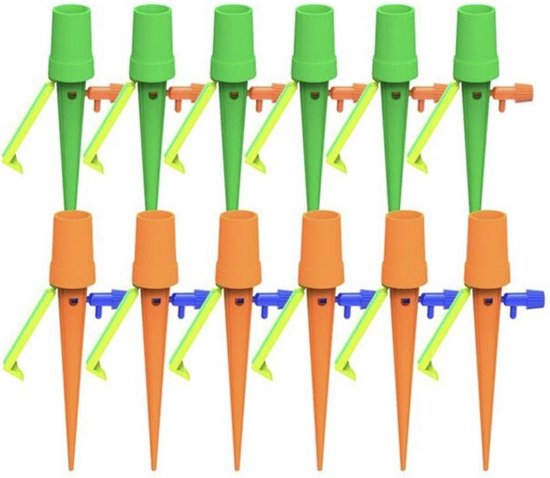 Ellanora® Zelf-watergevend druppelsysteem - automatisch druppelirrigatiesysteem - automatische bewateringsspikes voor planten - instelbaar watervolume-druppelsysteem voor buiten kamerplanten - 6 stuks