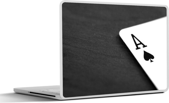 Laptop sticker - 14 inch - Close-up van een schoppen aas - zwart wit