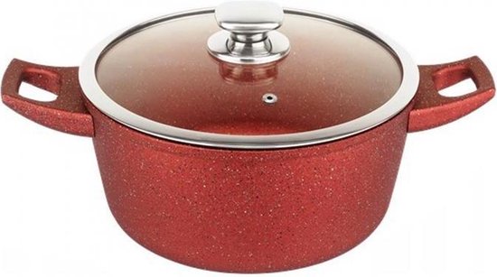 Royalty Line RL-FC28CM: Forged Aluminum Nonstick Marble Cooking Pot - 28cm - Red