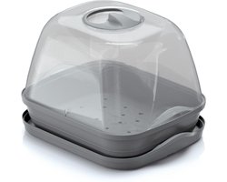 Kweekbak/kweekkast grijs met deksel 25 x 19 x 18 cm - Propagator/Moestuinbak