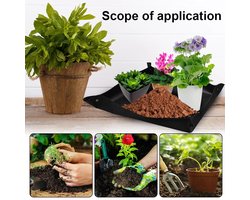 Zwarte Planten Ompot Mat + 3 Tools - 100x100cm - Waterproof - Planten en Bloemen - Werkmat - Stekjes - Bonsai - vetplanten - Potten - Moestuin