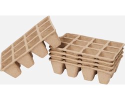 Kweektray met vakken - Papier - 5 trays met 12 vakken - 16 x 12 x 4,5 cm - Planten kweken - Bloemzaden - Zaaien - Tuin