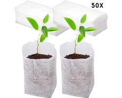 Stekzakjes - 50x Kweekzakjes - 5.5 x 5,5 x 17,5 cm - Biologisch afbreekbaar - Kweekbakjes voor zaadjes - Zaailing potjes