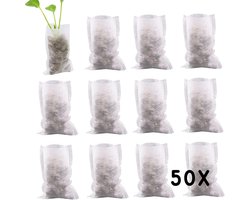 Stekzakjes - 50x Kweekzakjes voor zaadjes - 5,5 x 13 cm - Biologisch afbreekbaar - Kweekbakjes - Zaailing potjes