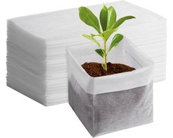 100 stuks zaailing zakken - Zakken voor het planten van zaden - Zakken voor het starten van zaden in potten - Staande zakken - Verdikte planten zakken voor in de tuin - Geschikt voor aardappel-, bloemen- en tomaten planten - 5,91 x 2,72 inch - Wit