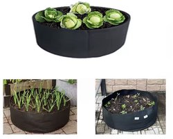Moestuin - Ronde plantenbak van stof - Groeizak moestuin - 60CM diameter - Tuinieren - Kruidentuintje - Zwart - 20CM hoog - Textiel - Plantenzak - CHPN