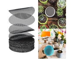 Dailygoods- Drainagenet 100 stuks - Netkussens voor Bloempotten - Rooster voor Bloempotten - Voorkomt Bodemverlies - 10 x 10 cm - Polyestervezel - Bloempotfilter