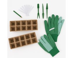 Lomera Kweekset 68-Delig - Complete Kweekset - Zaaien En Stekken - Kweekpotten - Plantenlabels - Tuinzaaiers - Handschoenen Voor Tuinieren - Kweekbakken - Deksel Voor Kweekbak - Tuinpotlood - Startset Voor Zaaien - Zaaien In Bakken