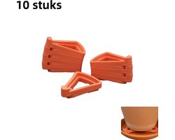10-pack - Bloempotvoetbak - Verhoogde bloempotbodem - Beweegbare bodembeugel voor ventilatie - Driehoekige bak tegen wortelrot - Oranje (klein)