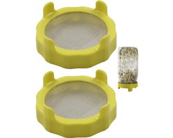 Kiemdeksel, set van 2 betonnen deksels Plastic deksel met roestvrijstalen gaas Geschikt voor betonnen containers met brede opening