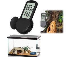 Thermometer en hygrometer - Reptielenthermometer - Vochtigheidsmeter voor kweekbak - Digitale Hygrometer - Zelfklevende - Met display - Ondersteunt Fahrenheit en Celsius - Voor schildpadden, hagedissen, slangen, kikkers (6,5 * 3,8 cm - Zwart)
