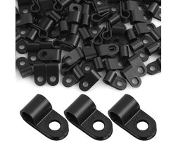 kabelklem - kabelhouder - kabelklemmen - Kasklemmen - bevestigingsclips - Kas Accessoires -100stuks - kas accessoires - Bevestigingsclip voor kasfolie - Geschikt voor tuin-en kasaccessoires - Kas fixatie clips - Plant Broeikas Klemmen - Zwart R-type