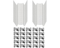 100-stuks Glasklemmen voor kassen - Roestvrijstalen glasklemmen - Montageklemmen - 50 W-vormige en 50 Z-vormige glasklemmen - Beschermkapjes voor glasklemmen - Kasaccessoires - Geschikt voor kasramen, tuinglas en kasframes - Zilver