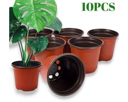 10 Stuks Plastic Kweekpotjes Voor Zaailingen En Stekken Met Drainage – Dikker Materiaal – Veelzijdige Toepassing – Binnen En Buiten – Diameter 20,5 cm – Set Van 10