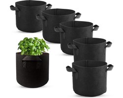 6 Stuks - Planten groeizak - 3 Gallon - Plantzak - Kweekzak - Met handvat - 25*25*22cm - Zwart - Niet-geweven stof - Herbruikbaar - Plantenmand - Groeipot - Duurzaam - Aardappel kweekzakken - Tuinkweekzakken - Plantenzakken