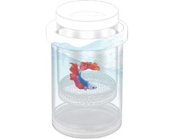 Broedbak voor aquariums - Drijvende isolatiebak voor vissen - Transparante broedbak met isolatienet voor eieren - Kweekbak voor aquariums, aquaria - Geschikt voor jonge vissen, zoals betta's, guppy's, anemoonvissen, enz. - Wit