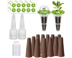 66 stuks Vervangende plantenspons - Vervangende Kweeksponzen - hydrocultuur groeisponzen - voor de teelt van groenten, planten, aardbeien, bloemen,hydrocultuurplantenteelt -Inclusief 12 groeisponzen, 12 groeimandjes, 12 deksels en 30 zaadetiketten