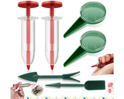 6 stuks - Minizaaimachine - Zaadplantgereedschap - Zaaimachine met 5 snelheden - Zaaihulp - Klein zaaigereedschap - Handmatige zaai- en plantset - Handzaaimachine - Handige Zaaddispenser voor Kleine Zaden - Rood - Geschikt voor kleine zaden