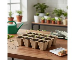 Kweekpotjes Set 4 Stuks – Zaaibak met Potjes – Biologisch Afbreekbaar – Voor Zaden, Groenten & Kruiden – Binnen & Buiten Gebruik [11988]