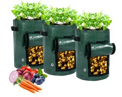 3-pack aardappelteeltzakken – kweekzak - Aardappel kweekzak - Plantzakken – 35 x 45 cm – Geschikt voor plantenteelt – Groen – PE