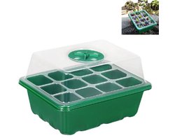 Zaadbak - Zaaddoos - Plantbak - Ademende zaadbak - Zaailingset voor thuis - Met deksel - 12 vakken - Zaadgroei - Zaailinggereedschap - Tuinplanten - Geschikt voor bloemen, groenten en fruit - Groen