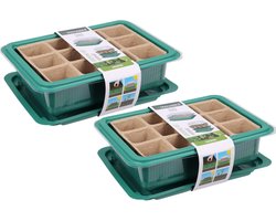 Pro Garden Stekpotje / kweekpot in kweekbak - 2x - 4x stuks - 20 x 15 x 6,5 cm -turfpotjes -moestuin