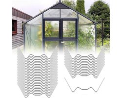 GELLDG 100 Stuks Gewaschuishklemmen - W-vormige Stormvaste Klemmen - 8x3,2cm - Extra Sterke Edelstalen Bevestiging voor Hohlkammerplaten - Geschikt voor Gewaschuisconstructies - Duurzaam en Betrouwbaar