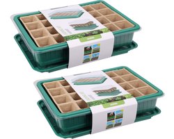 Pro Garden Stekpotje / kweekpot in kweekbak - 2x - 5 stuks - 27 x 20 x 11 cm - turfpotjes - moestuin