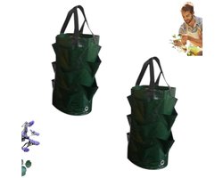 2 stuks - aardbeienplantenzakken - duurzame ademende zak - hangende plantenzakken - Ideaal voor het kweken van aardbeien, tomaten, paprika's, komkommers en kruiden