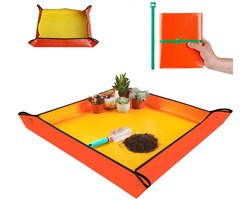 Verplantmat voor kamerplanten - Tuinmat - Mat voor het omwoelen en verpotten van aarde - Tuinieren met groenten - Huishoudelijke plantbenodigdheden - Waterdichte mat - Planten en verpotten - Vierkante verpotmat - Geel - 66*66 cm - Verdikt