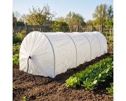 Cheqo® Kweektunnel Fleece - Plantentunnel - Tuintunnel - Groeitunnel met Bogen - Vliesdoek voor Moestuin - Plantbeschermingstunnel - Vorstbescherming - Winterbescherming - Gewasbescherming - Tunnelkas - Kweekkas Tunnel voor Tuin