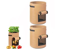 2-stuks Aardappelplantzakken - Tuinbouwplantzakken - Verdikte, ademende plantenzakken - Plantengroeizakken - Plantzakken - 5 gallon - 25*30 cm - Geschikt voor het planten van groenten, aardappelen, tomaten, enz. - Bruin