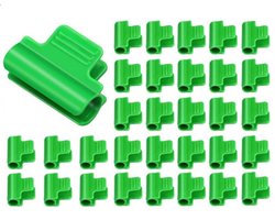 Kasklemmen - 32 Stuks - Klemmen - Kunststof - Vaste gesp - Buisklemmen voor kassen - Tuinieren - Plantenklemmen - Clips - Tuinaccessoires - Ideaal voor het vastzetten van zeildoeken, schaduwnetten, kasfolies of kunststofgaas - 16 mm - Groen