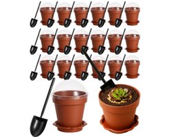 20-delige set - Kweekbakjes voor vetplanten - met vochtvasthoudende deksel - zaaibekers - plantenpotjes - 7,5*5*8 cm - voor het kweken van kamerplanten - bruin