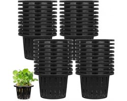 30 stuks - Hydroponische netpotten - Kweekpot - Kweekbak - Hydrocultuur Plantenmand - Plantenpotten - Kweekbakken - Kunststof Bloempot - met afwateringsopeningen - voor binnen- of buitenteelt - 84*64 mm - zwart