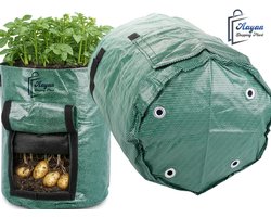 Kweekzak 43L voor Aardappelen en Groenten - Plantzak met Oogstvenster - Herbruikbare Tuinzak - Groeizak Balkon en Tuin - Groen - Kweekzakken - 89324