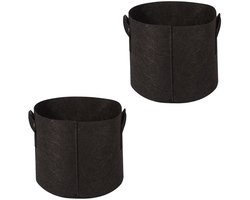 2-stuks Plantenzak van 5 gallon (ca. 19 liter) - Plantzak - Kweekzak - Tuinbenodigdheden, herbruikbaar - 30x30x25 cm - Non-woven stof - Geschikt voor het kweken van aardappelen, tomaten, groenten en bloemen - Zwart