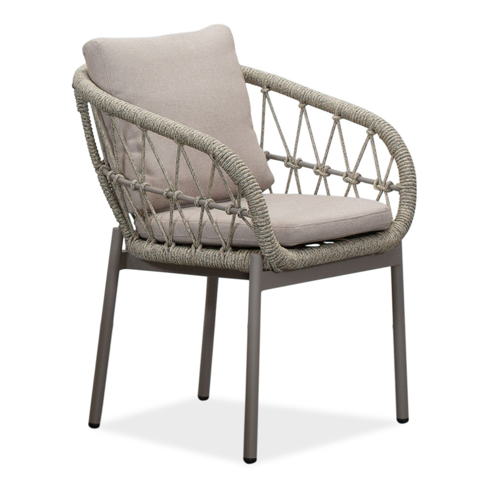 Dakota dining tuinstoel | touw + aluminium | beige